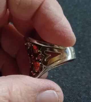Anillo Plata con Piedras Naranja