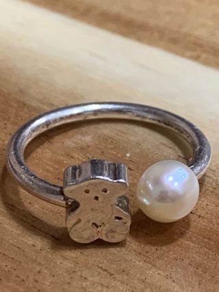 Anillo Tous Plata Oso y Perla