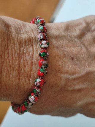 Tobilleras plata de ley  Pulsera Cloisinne