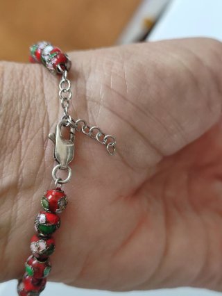 Tobilleras plata de ley  Pulsera Cloisinne