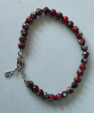 Tobilleras plata de ley  Pulsera Cloisinne