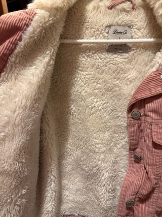 Chaqueta vaquera pana rosa forro borreguito