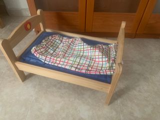 Cama Muñecas IKEA Madera con Colchón