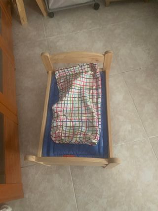 Cama Muñecas IKEA Madera con Colchón