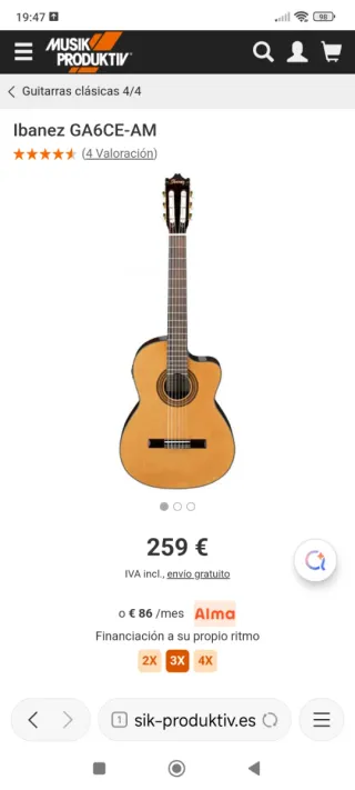 Guitarra Clásica Ibanez GA6CE-AM