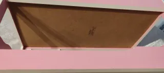 Cuna de madera para muñecas color rosa