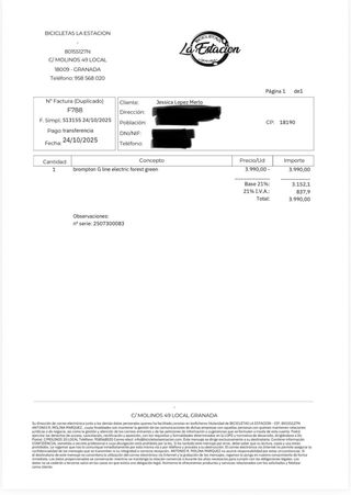 Bicicleta Brompton G-Line Eléctrica (SEMI-NUEVA)