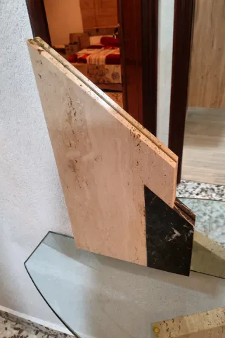 Mueble recibidor con espejo de piedra