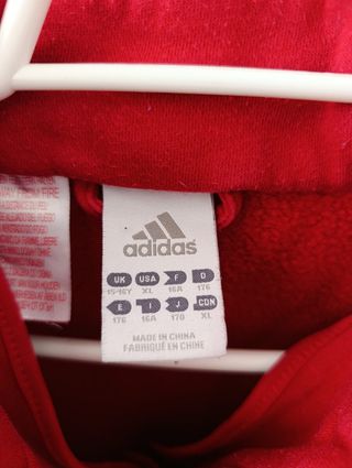 Adidas Chaqueta Roja Logo Cuello Talla L Franjas