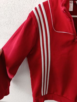 Adidas Chaqueta Roja Logo Cuello Talla L Franjas