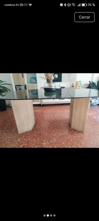 Mesa comedor cristal ovalada beige