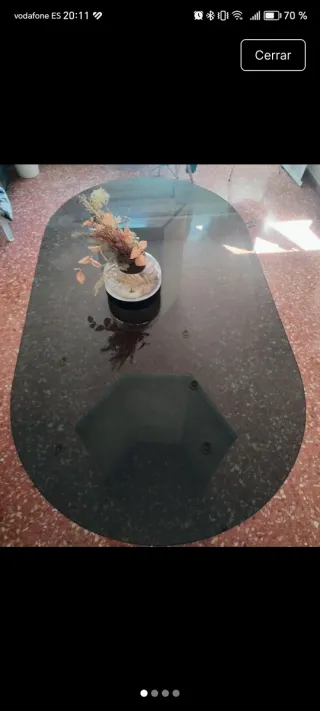 Mesa comedor cristal ovalada beige