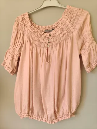 Blusa Zara fruncida rosa Talla S