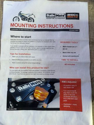 Amortiguador Dirección MSC MOTO RM3 Husqvarna