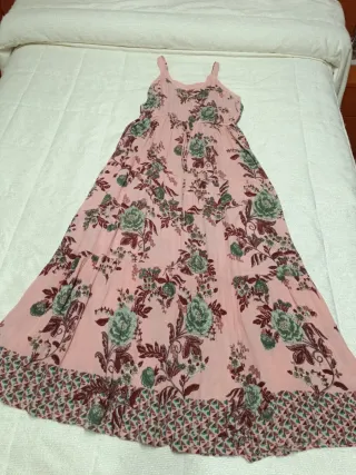Vestido largo rosa floral