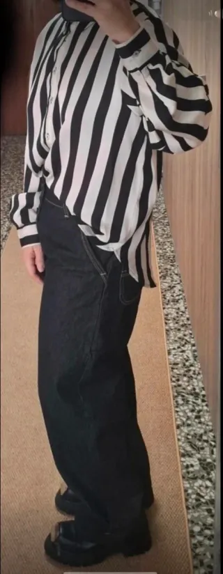 Blusa satinada rayas blanco y negro Primark TallaL