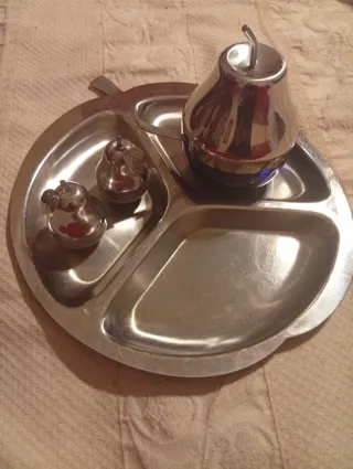 Set vintage porta condimenti in metallo