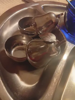 Set vintage porta condimenti in metallo