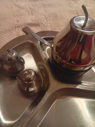 Set vintage porta condimenti in metallo