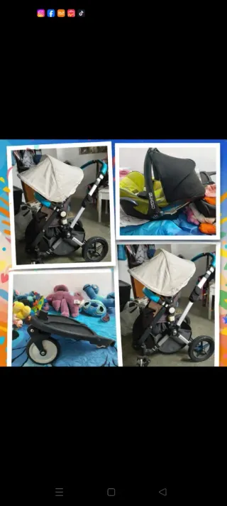 Carro de paseo Bugaboo, maxicosi, patín, sacos....