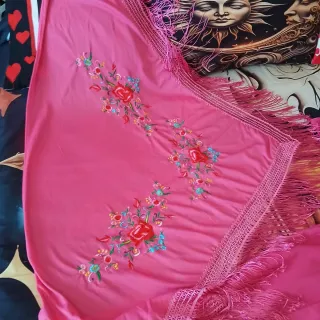 Vestido de gitana rosa y blanco