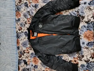 Giacca Aviator Nera Arancione