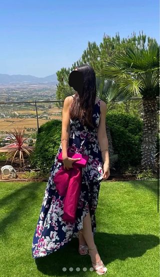 Vestido invitada flores morado