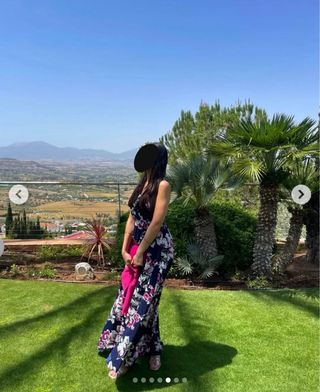 Vestido invitada flores morado