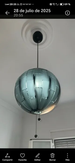 Lámpara colgante esférica plateada