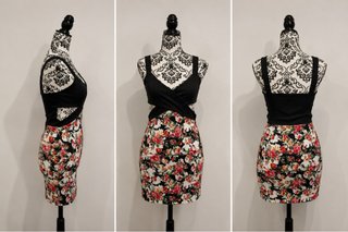 Vestido negro y estampado floral