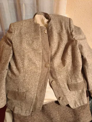 Chaquetilla mujer beige y marrón