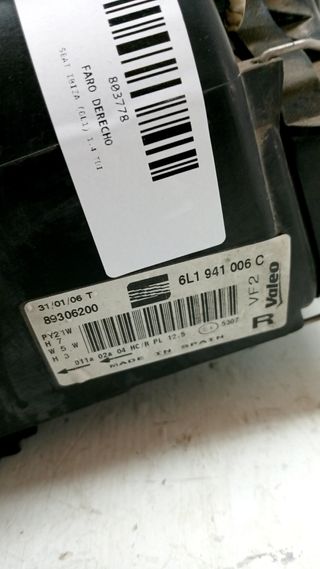FARO DERECHO SEAT IBIZA (6L1) 803778