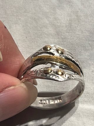 Anillo Plata 950 y Oro 18k Diseño Moderno