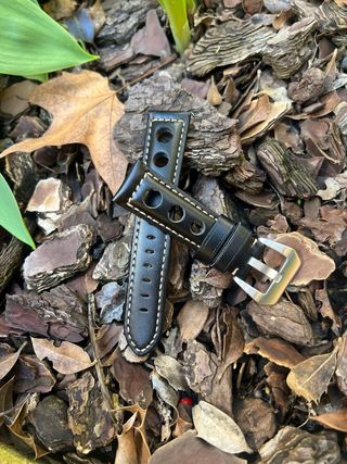 Correa de piel racing 22mm negra