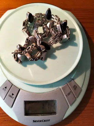 Gargantilla Vintage Taxco Plata Ónix 50cm