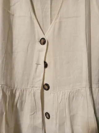 Vestido Verano Lino Talla L Blanco