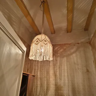 Lámpara de techo macramé antigua