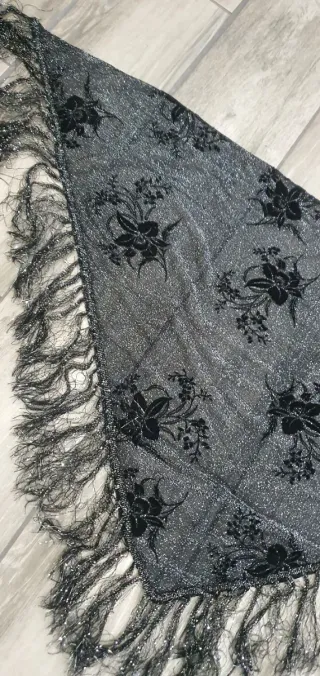 Mantón japón vintage años 70 80 bordado terciopelo