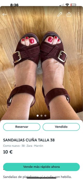 Sandalias Zara Talla 38 Burdeos