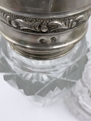 Pareja Frascos Cristal Tallado Plata