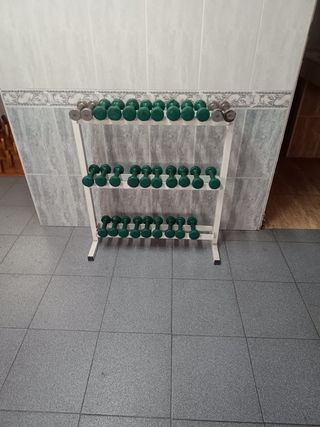 22 pares de mancuernas de 1 kg