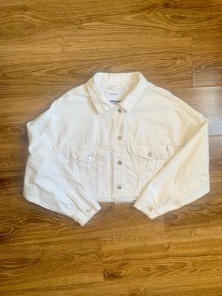 Chaqueta Cropped Oversize Denim Bershka Blanca L