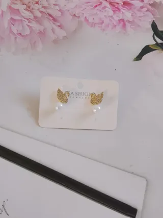 Pendientes Cisne Perla Dorados