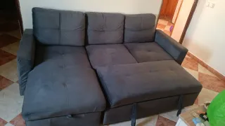 Sofá cama gris tela