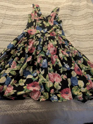 Vestido vintage floral negro