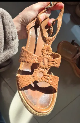 Sandalias cuña Pons Quintana piel marrón 37