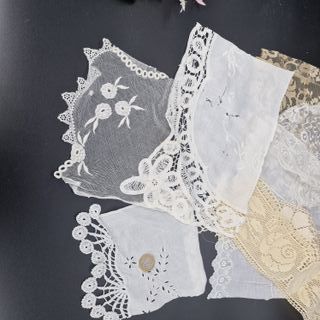Lote Antiguo Encaje y Seda 20 pzs