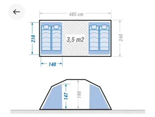 Tienda de campaña familiar 4 personas. Usada 1 vez