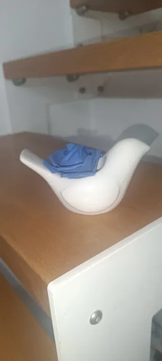 Portacandele Uccellino Ceramica Blu