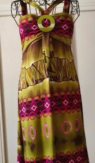 Vestito lungo in jersey con bretelle incrociate